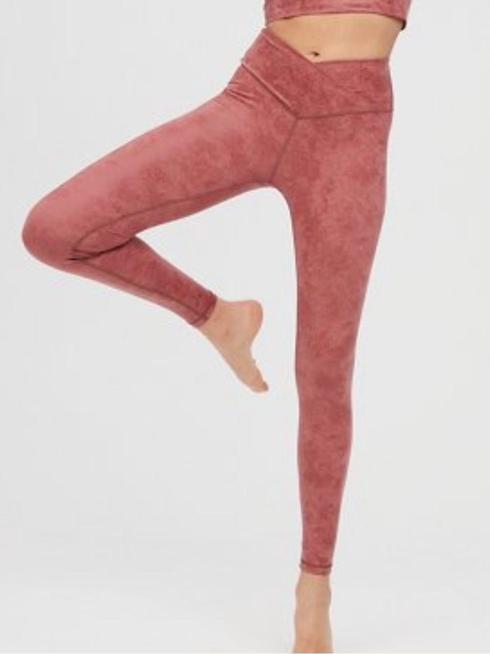 OFFLINE by Aerie Hugger Crossover Crackle Leggings| M | Mauve| EUC